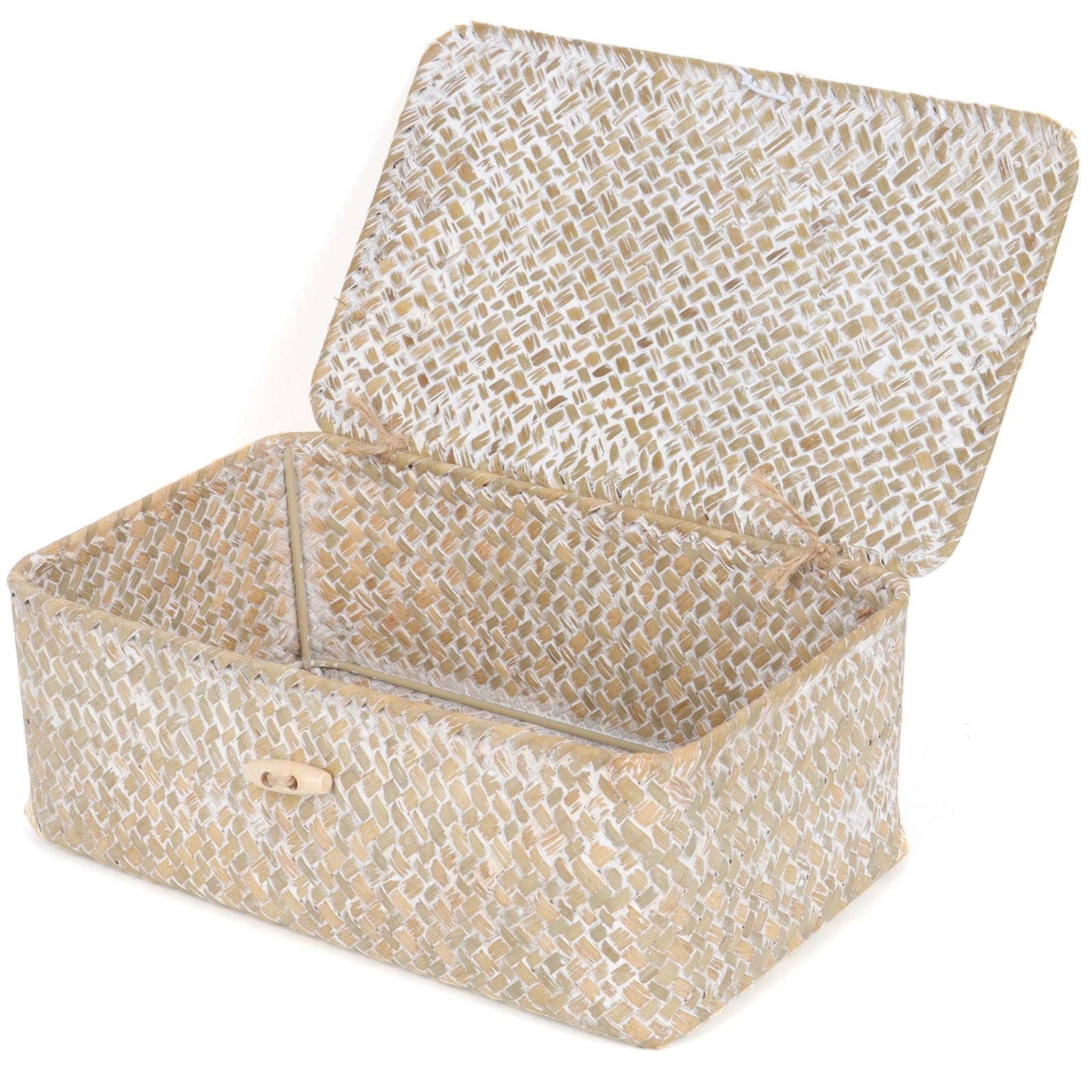 Feialnduo Wicker Shelf Baskets With Lidseagrass Storage Basket Bins Rectangular