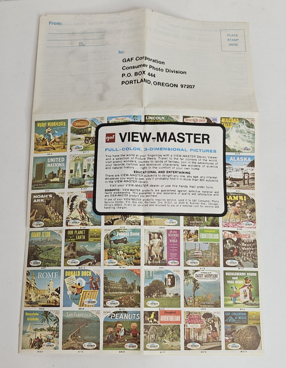 Vintage View-Master Junior Projector w/ Box, Reels & Paperwork – Powers On –