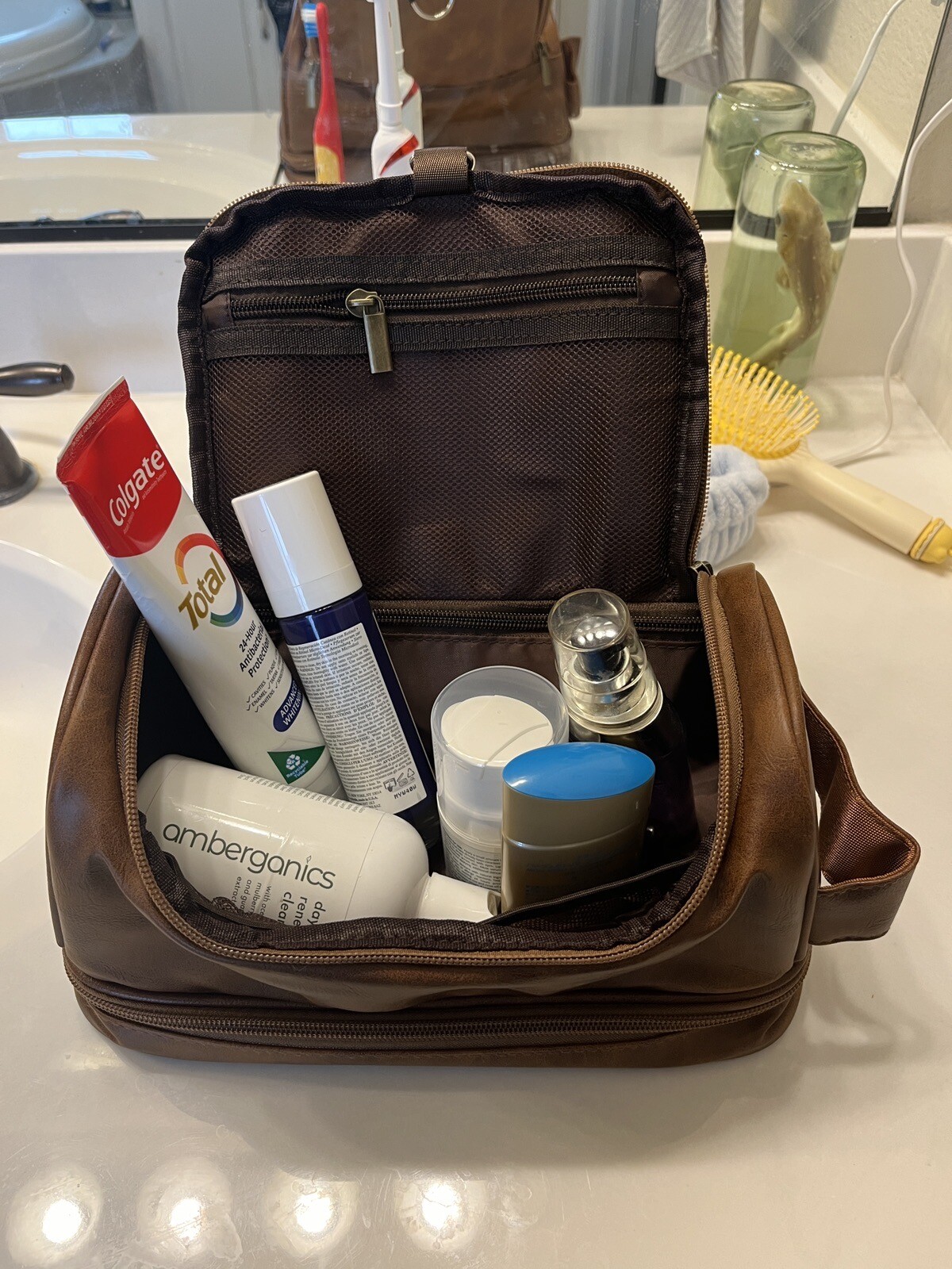 PU Leather Toiletry Bag, Travel Toiletry Bag For Men, Men's Toiletry Bag