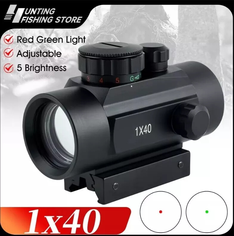 1x40 Tactical Optics Red Green Dot Sight Scope Picatinny 11mm/20mm Rail Mount
