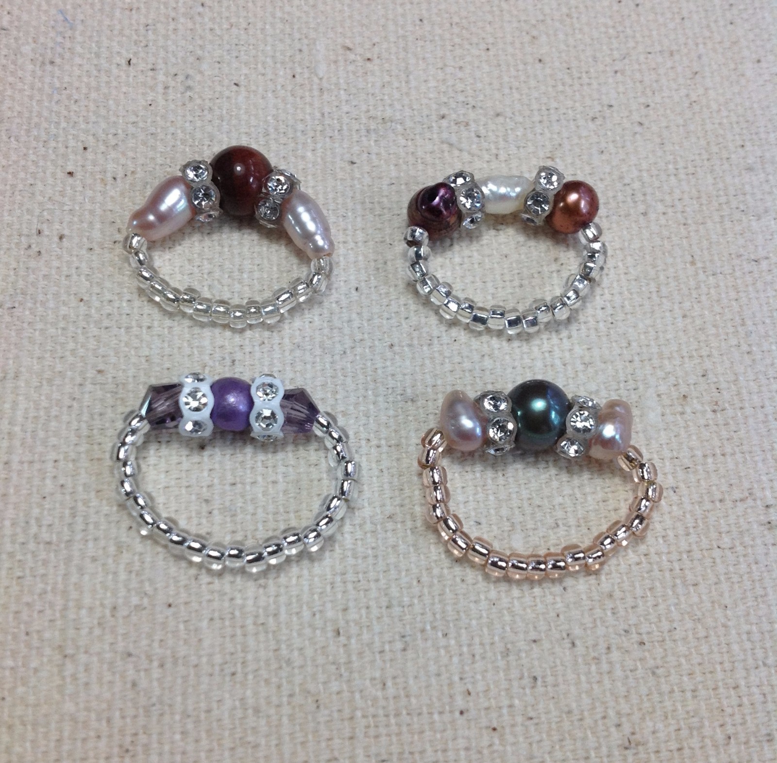Comfortable Handmade Freshwater Pearl Stretch Toe Rings Swarovski Elements USA