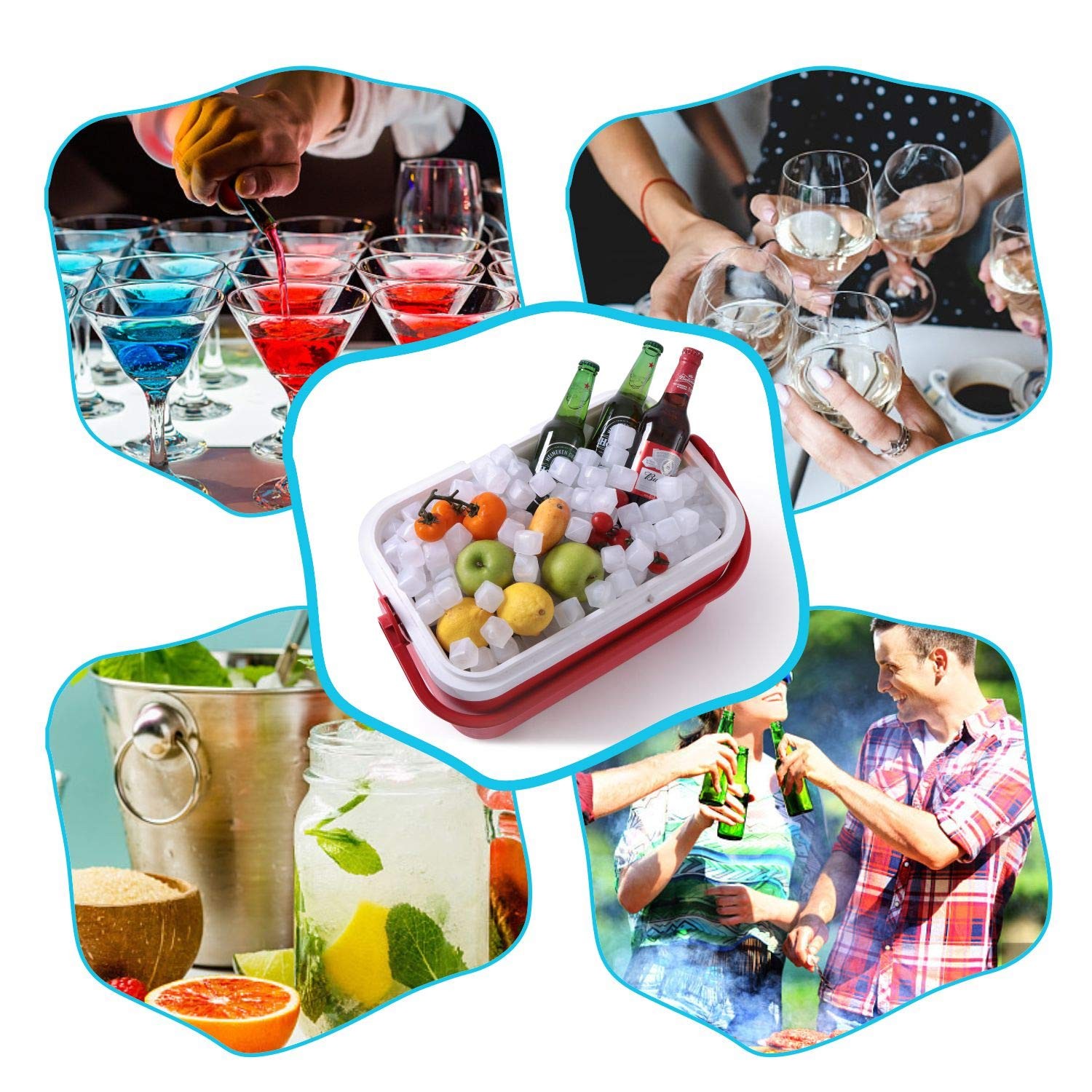 60 Pcs Reuable Ice Cubes White Clear Plastic Cube to Keep 0.98”,
