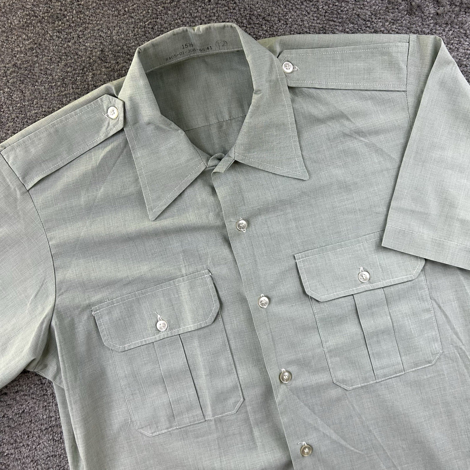 US Army Dress Shirt Green 415 P/C Class A Short Sleeve Uniform DLA100 93-C 0353