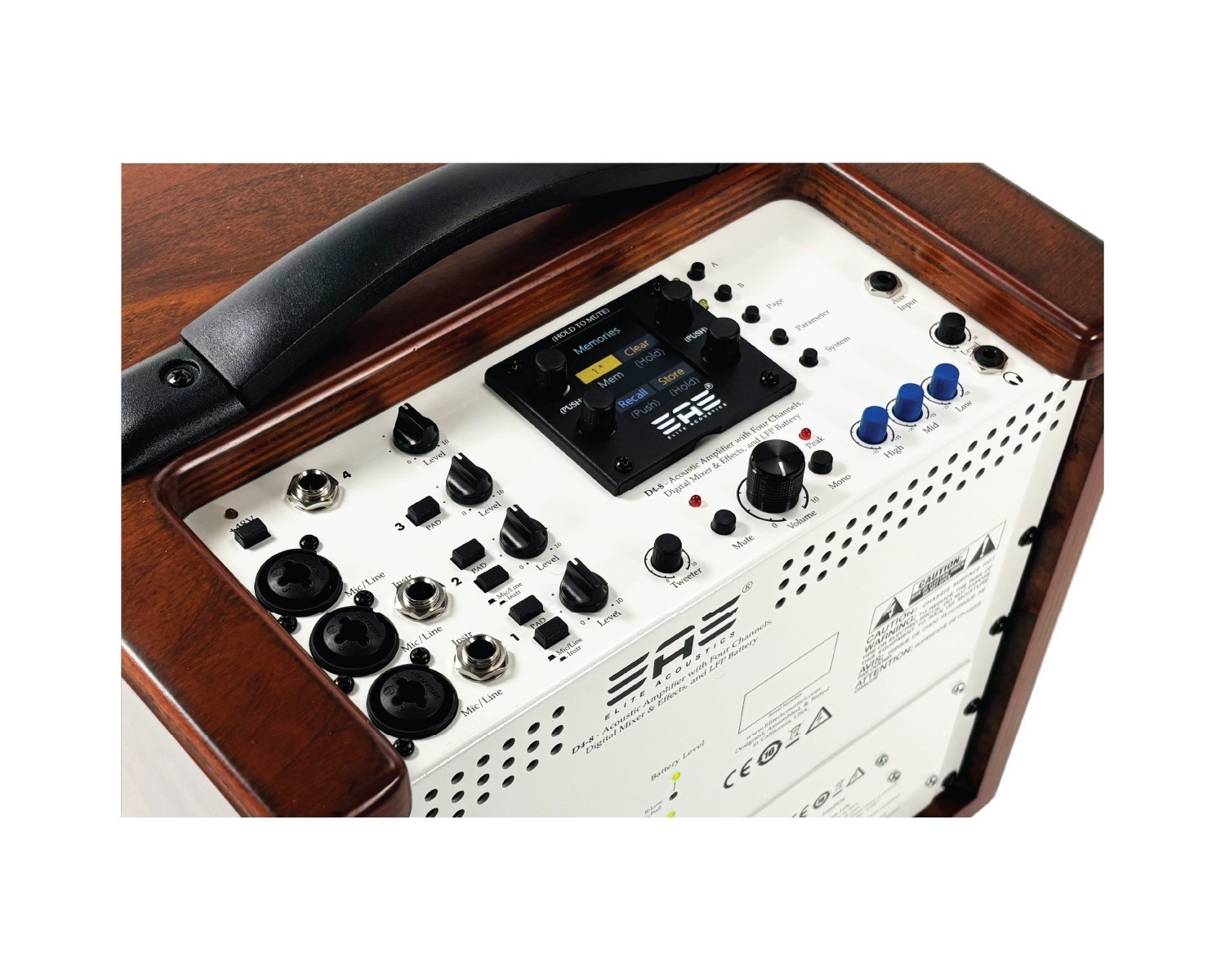 Elite Acoustics D4-8 Rechargeable 8” Acoustic Amp with 4 Channel Digital Mixer