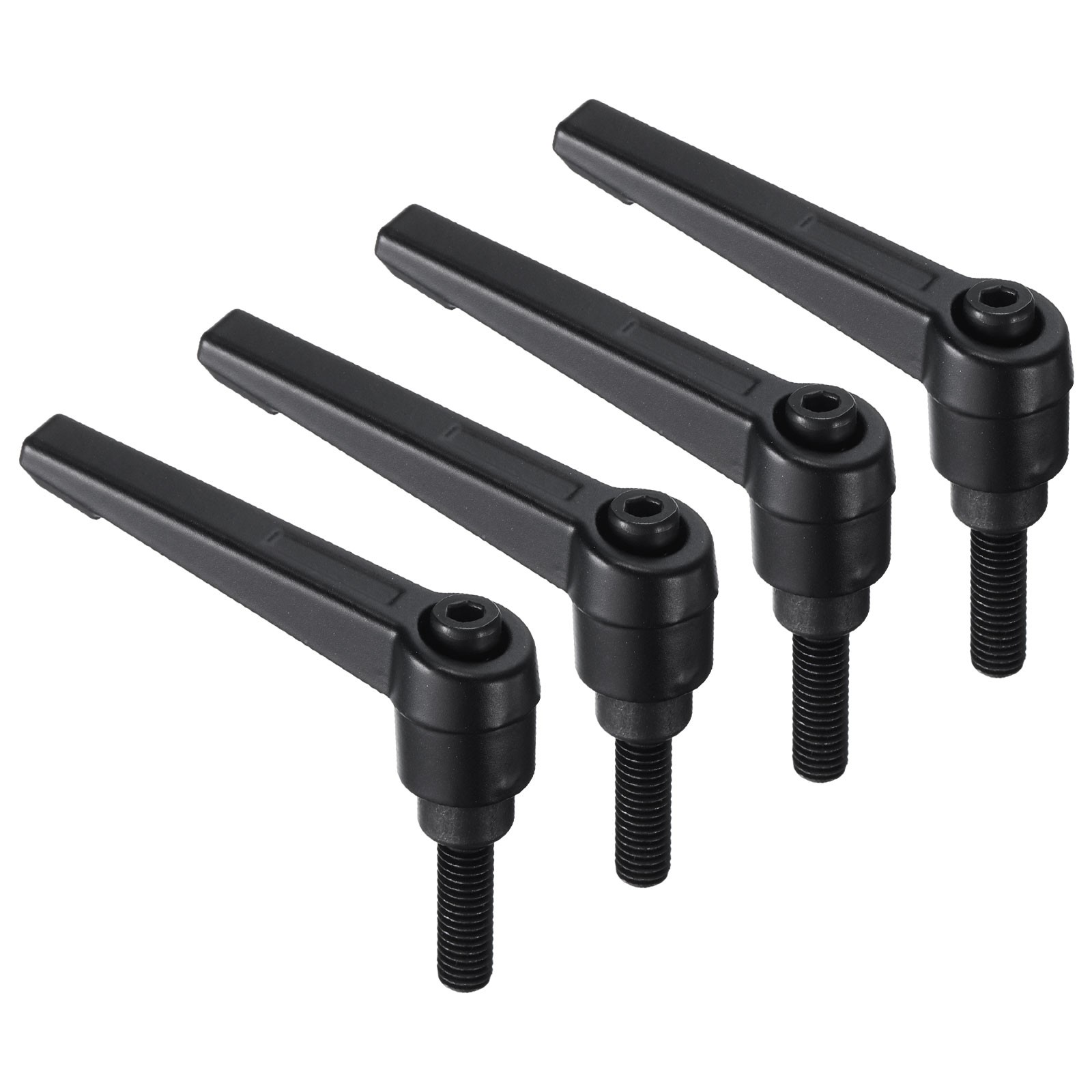 4pcs M6 x 20mm Black Oxide Carbon Steel Stud Adjustable Clamping Lever Handles