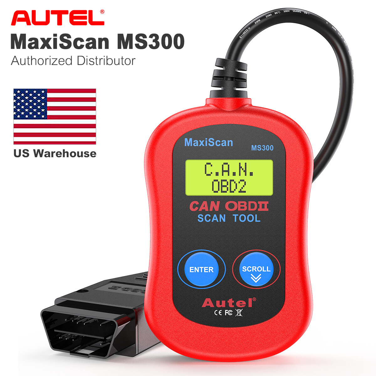 Autel MS300 OBD2 Scanner Code Reader, Turn Off Check Engine Light CAN Diagnostic