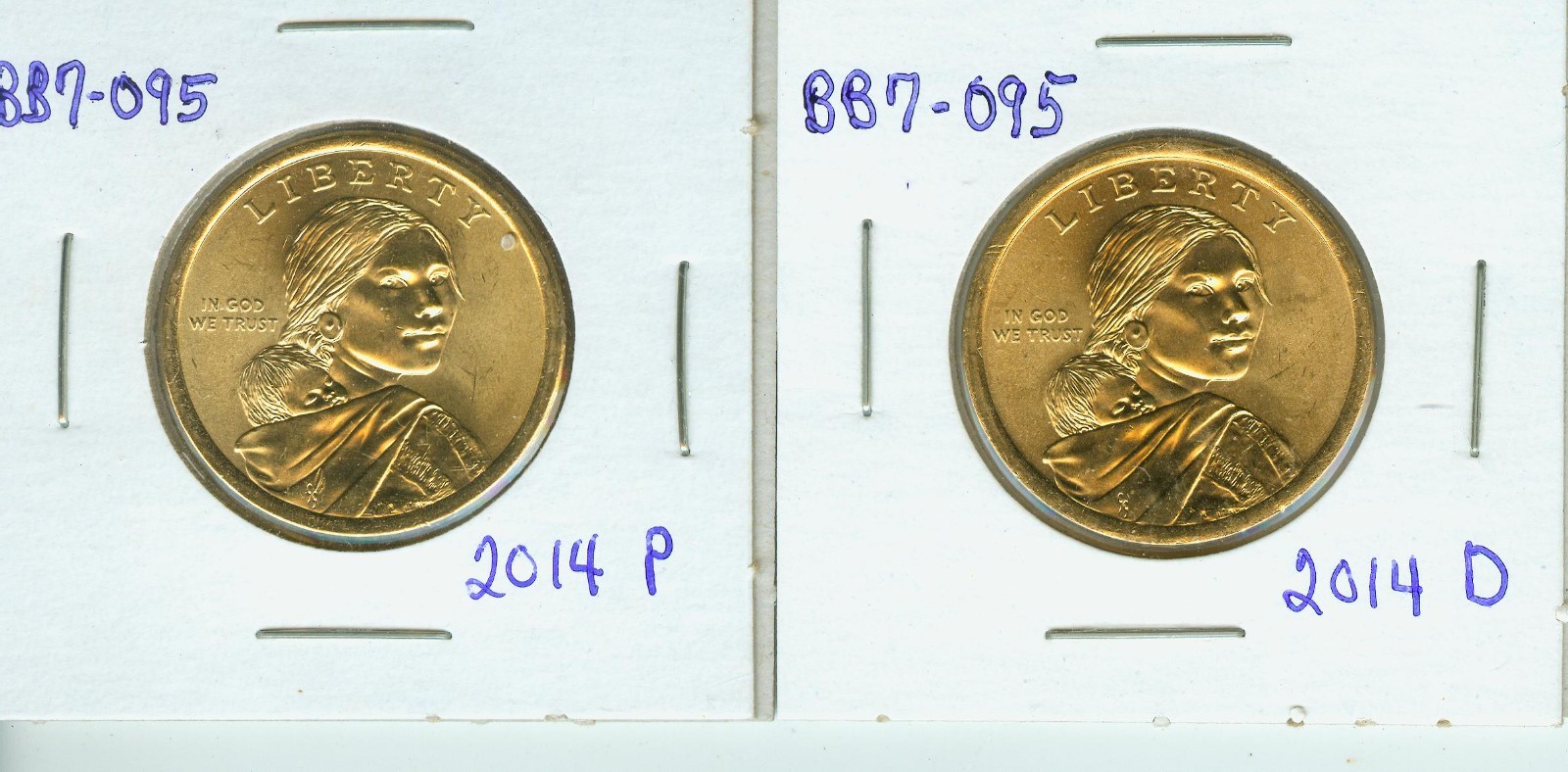 2014 P&D Native American  One Dollar Coins  2 coins uncirculated