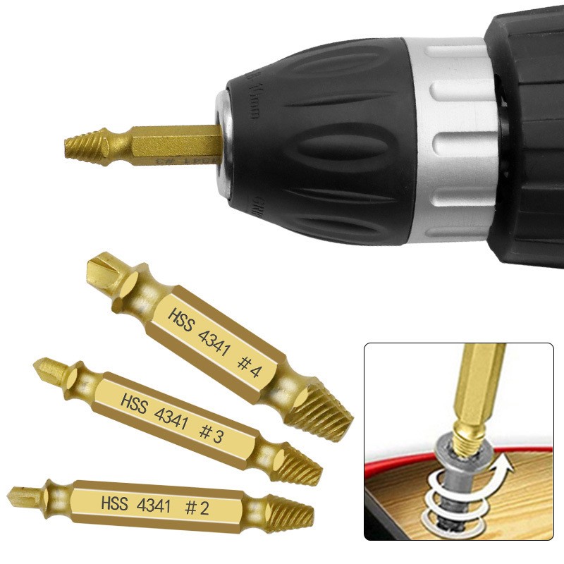 6 Piece Damaged Screw Extractor Tip Drill Bit Stripped &Broken Bolt Removal Tool
