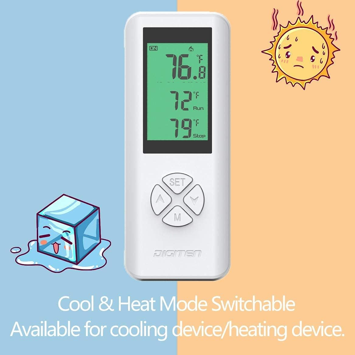 Wireless Temperature Controller Digital Plug-in Thermostat Outlet Remote Control