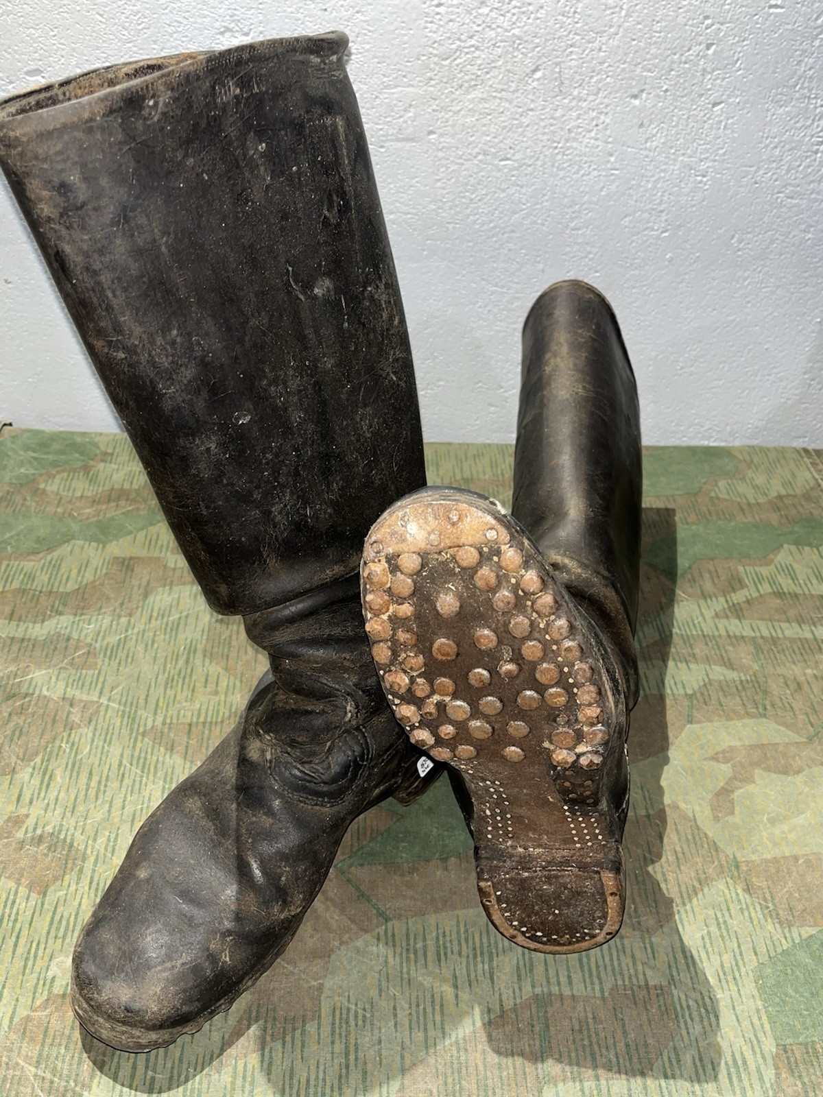 Size 8 WW2 German Original Uniform Marching / Combat Jack Boots w/ Hobnails