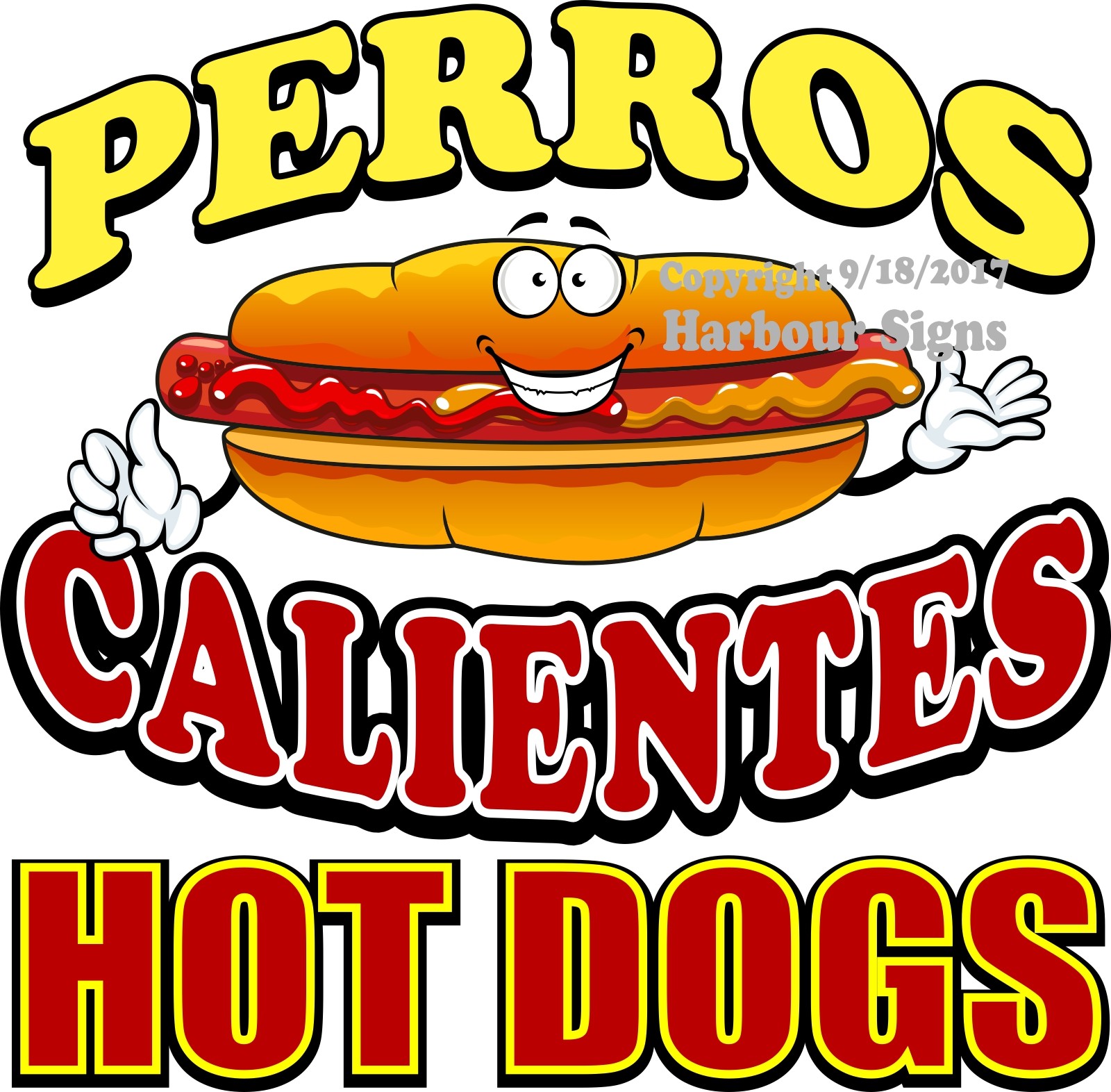 Perros Calientes Hot Dogs DECAL (Choose Your Size) Food Truck Concession Sticker