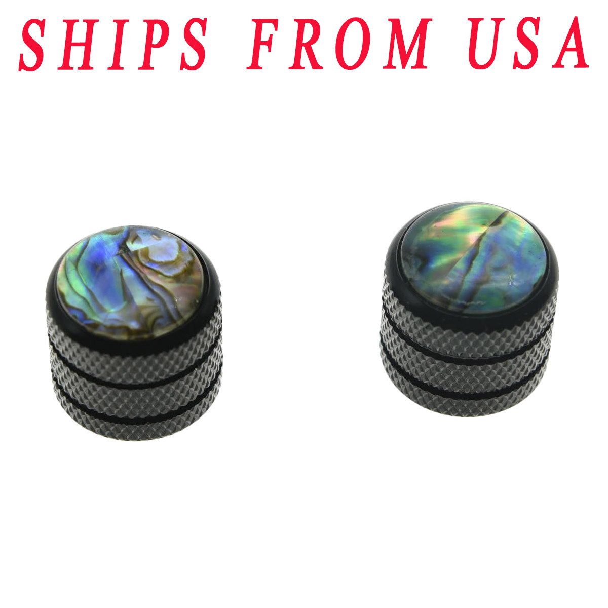 KAISH 2x Black Push on Fit Telecaster Abalone Top Guitar Dome Knobs or Bass Knob