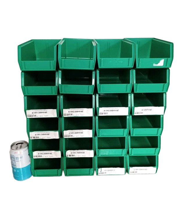 Stackable Storage Part Bins, 24pc, 7-3/8in x 4-1/8in x 3in Quantum QUS220GN USA