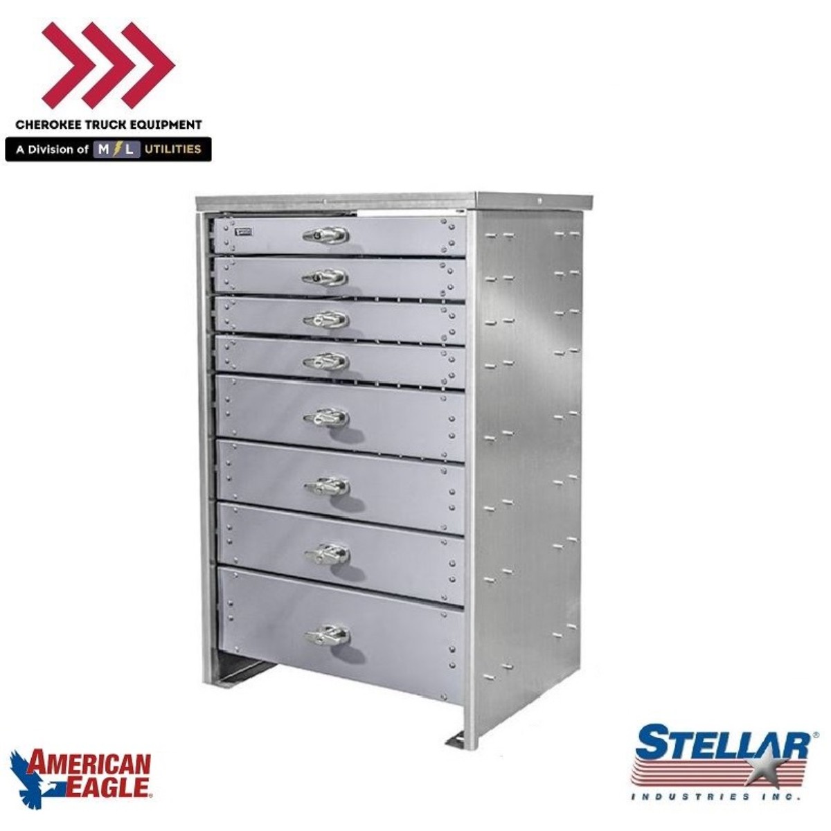 Stellar 43355, (8) Drawer Heavy-Duty Steel Toolbox- 39"H x 22"W x 16"D