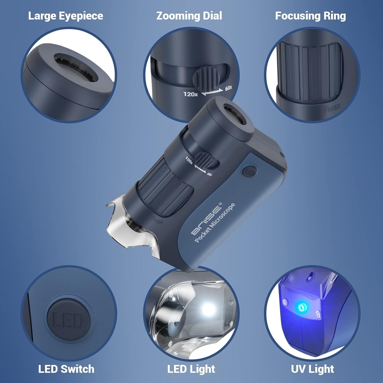 Kids' Pocket Microscope Set with LED Light & Specimen Slides