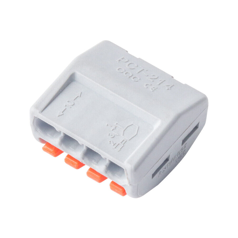10PCS 4 Way Reusable Spring Lever Terminal Block Electric Cable Wire Connectors