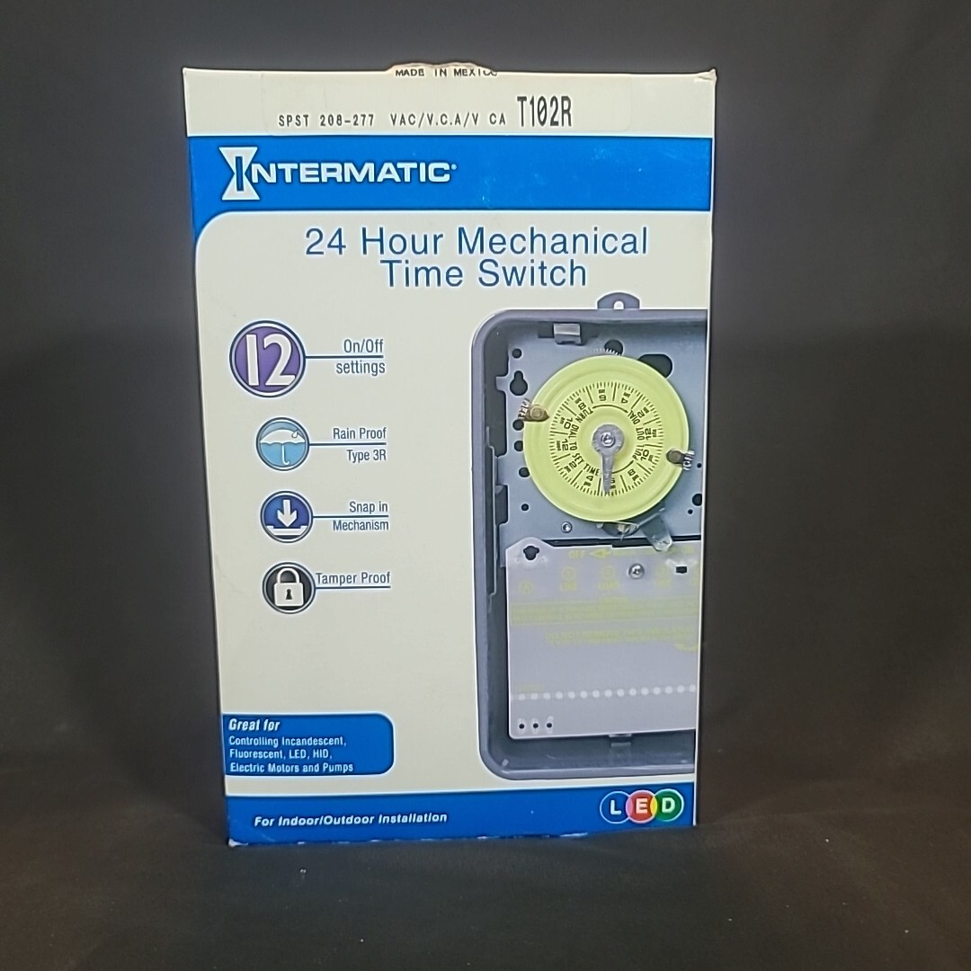 Intermatic T102R 24-Hour Mechanical Time Switch, 208-277 VAC, 60Hz, SPST