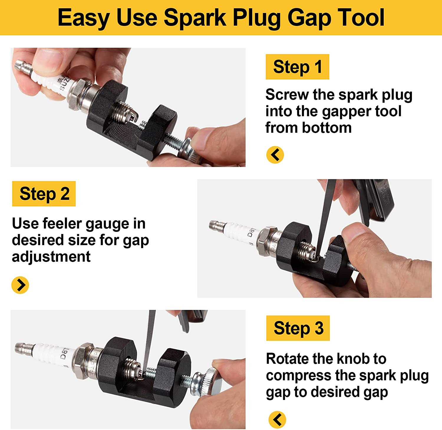 Spark Plug Gap Tool 2pcs, High Precise Gapping Tool Adjustment Kit for 12mm 14mm