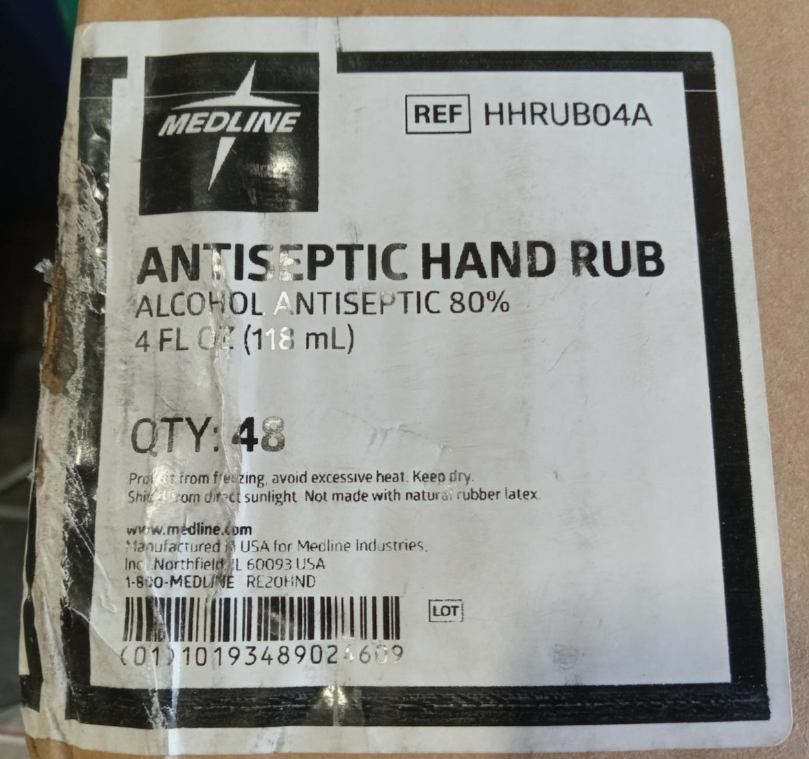 48PCS Medline Antiseptic Hand Rub 80% Ethyl Alcohol HHRUB04 - 4floz Each