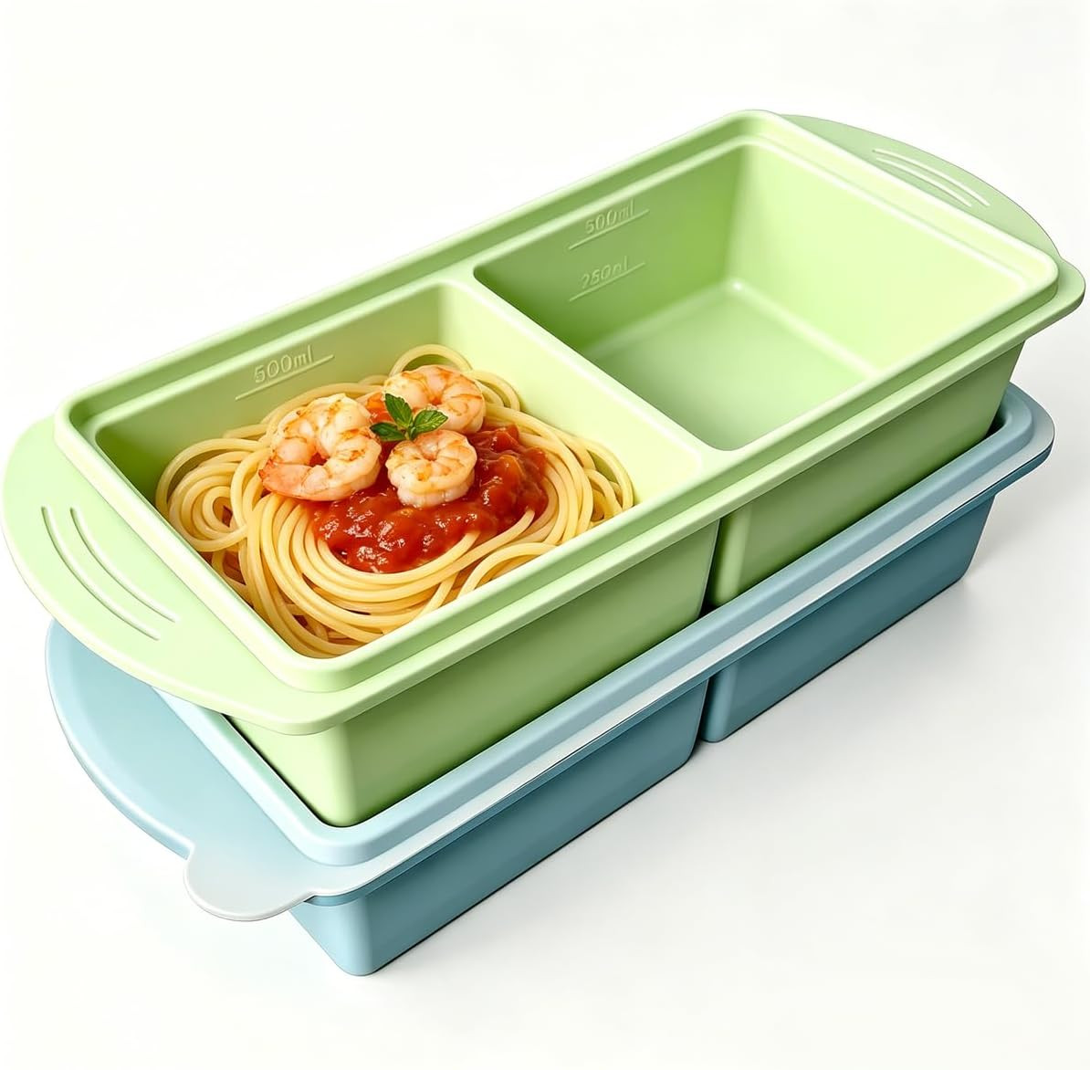 Silicone Freezer Molds, Pack of 2, 4-Compartment 500Ml 2-Cup Extra Large Soup Fr