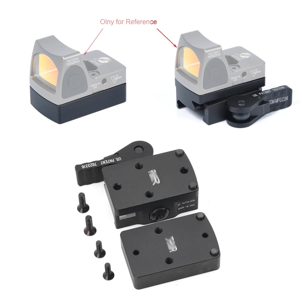 Weapon Red Dot Sight Mount QD Auto Lock Riser Mount For RMR Base Picatinny Rail