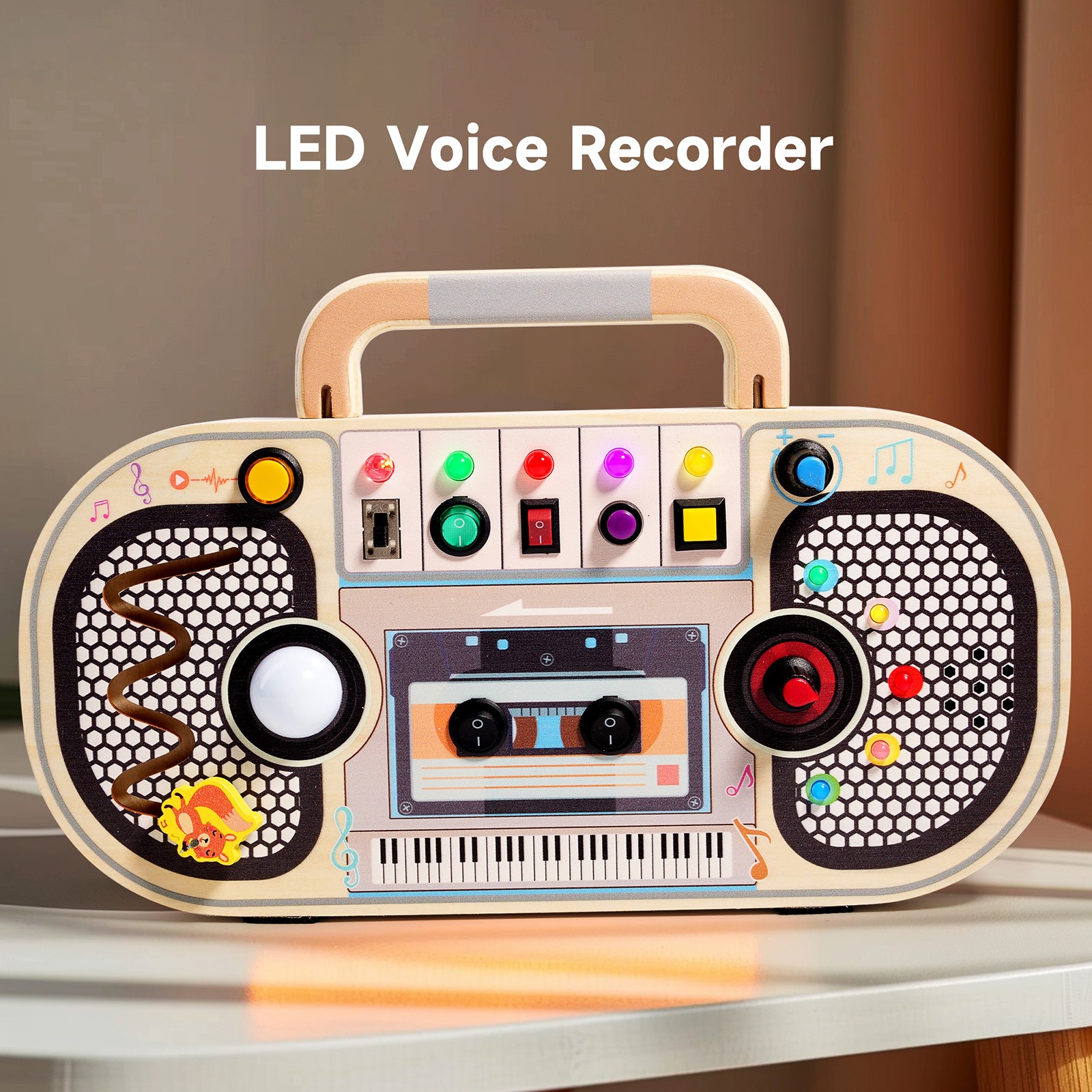 Busy Board LED Sensory Light Switch 5 Musical Toggle Switch Kid Montessori Toy