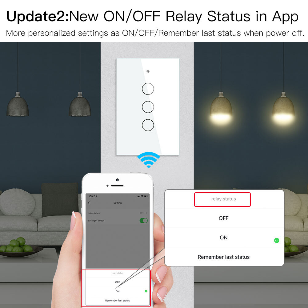 MOES WiFi RF Smart Light Switch Wall Touch Alexa Google Voice Control APP Remote
