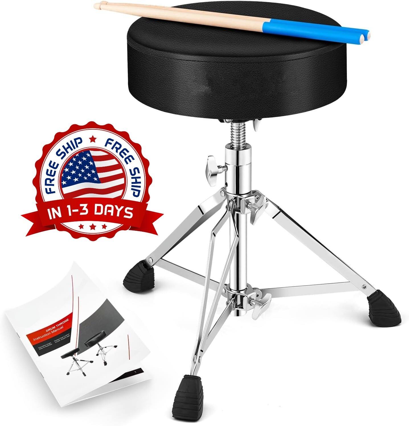Banqueta de Batería Asiento Acolchado para Bateristas Ninos y Niños con Pies NEW