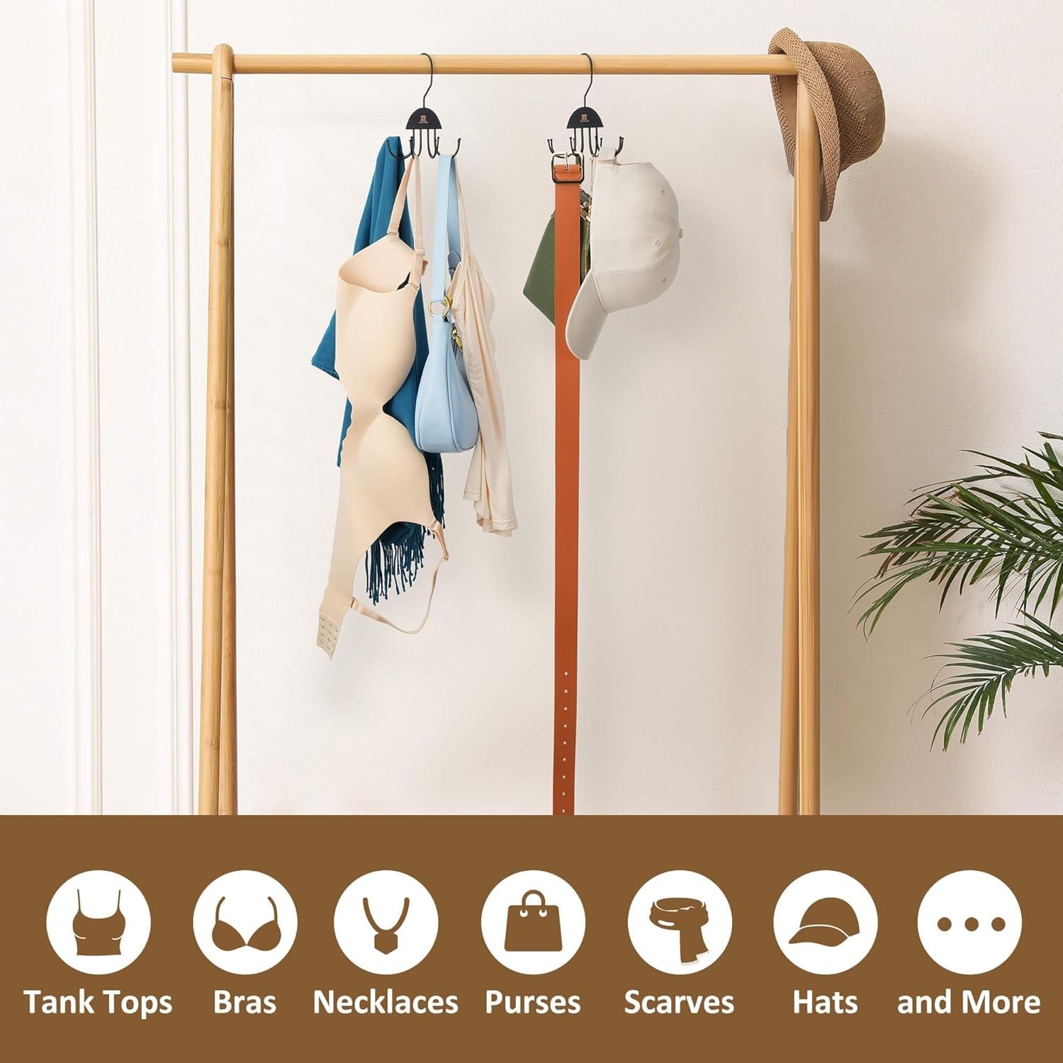 2 Pack Belt Hanger Rotatable Belt Organizer, Space Saving Belt Rack with 16 A...