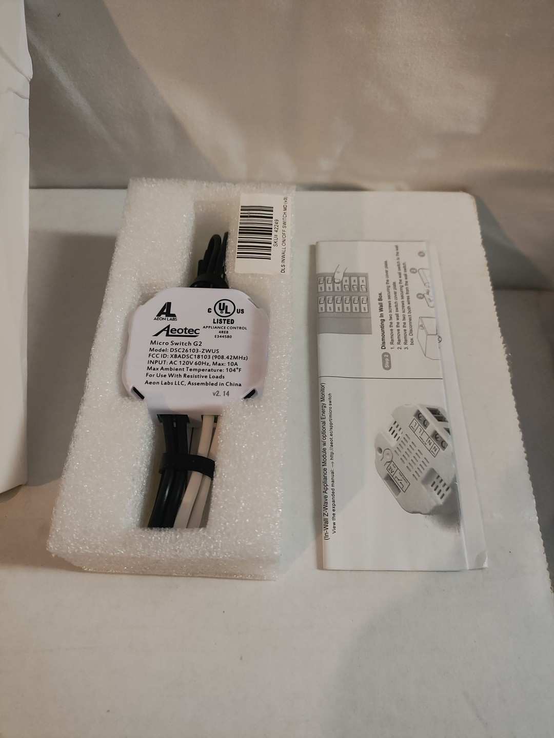 Micro Switch G2, DSC26103-ZWUS, by Aeotec with pigtails (1-pack)