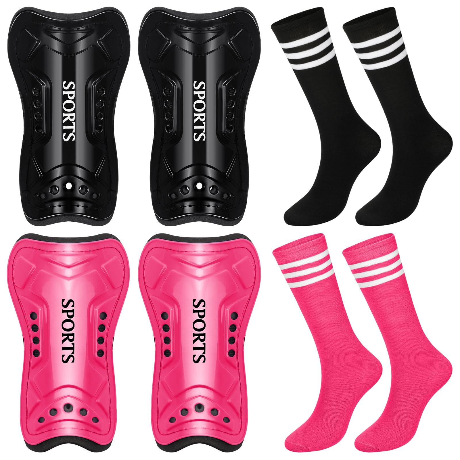 2 Pcs Soccer Shin Guards Girls with Soccer Socks Toddler Shin Guards Protecti...