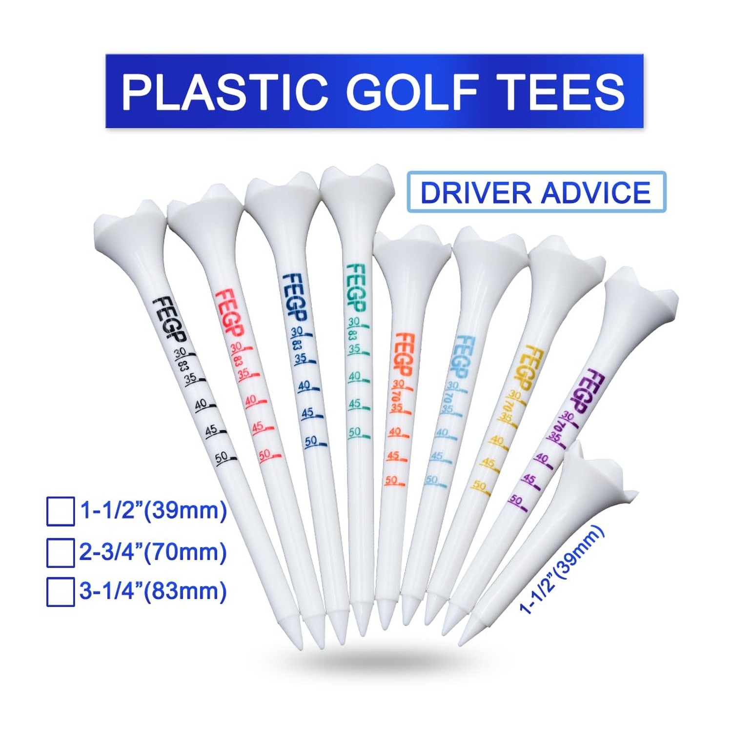 1 1/2'' Plastic Golf Tees – Short Tees for Irons, Par Threes, Hybrids, and
