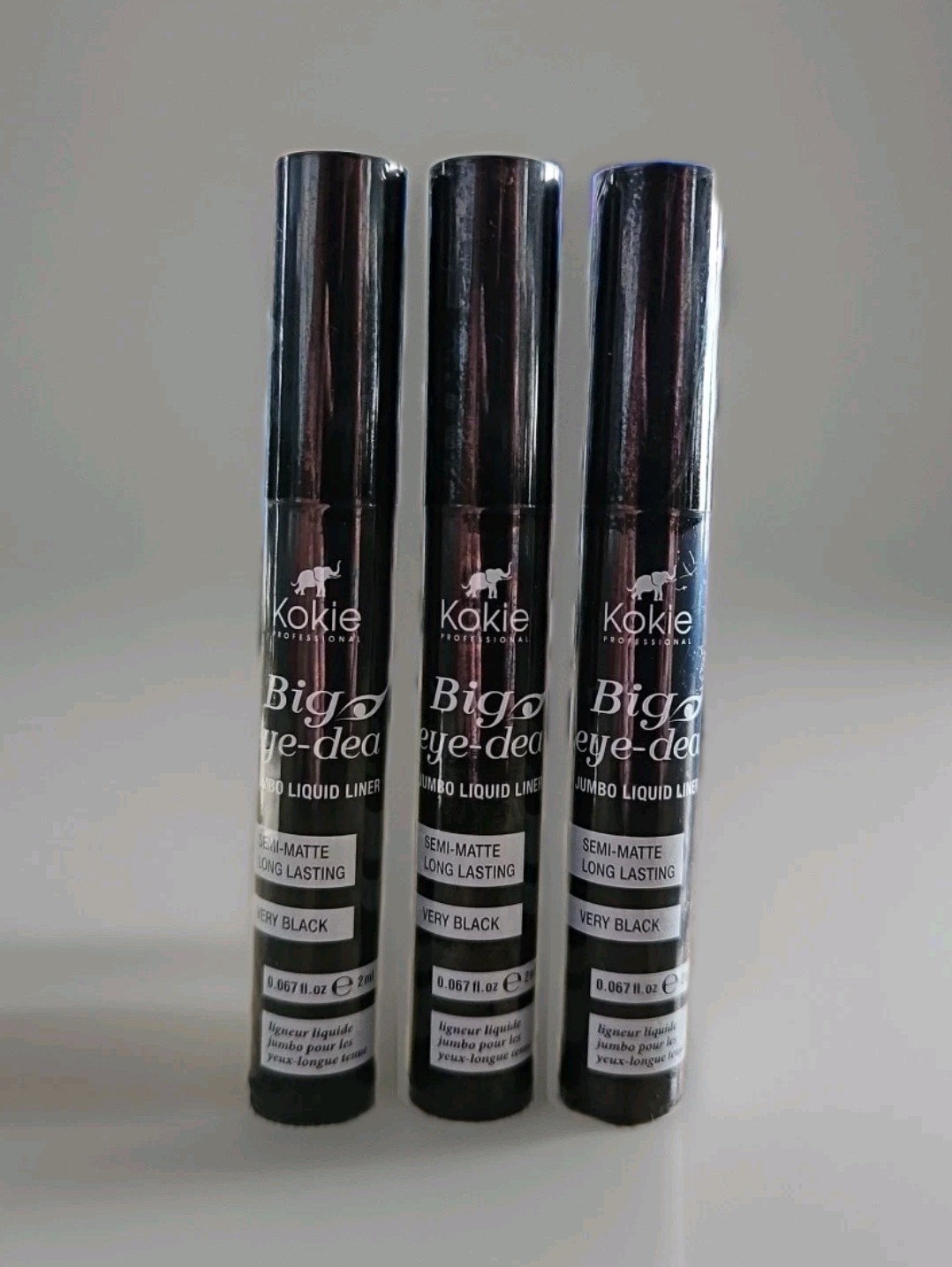 3X KOKIE PROFESSIONAL Big Eye-Deal Jumbo Liquid Liner in Very Black 0.067 fl oz