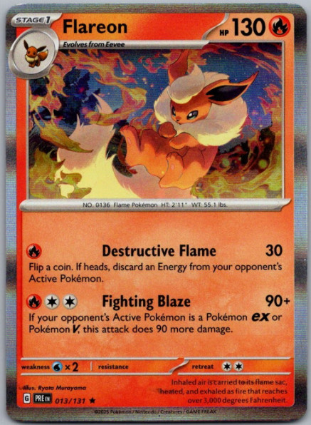Pokemon - Prismatic Evolutions - 013/131 - Flareon - Holo Rare - NM/M