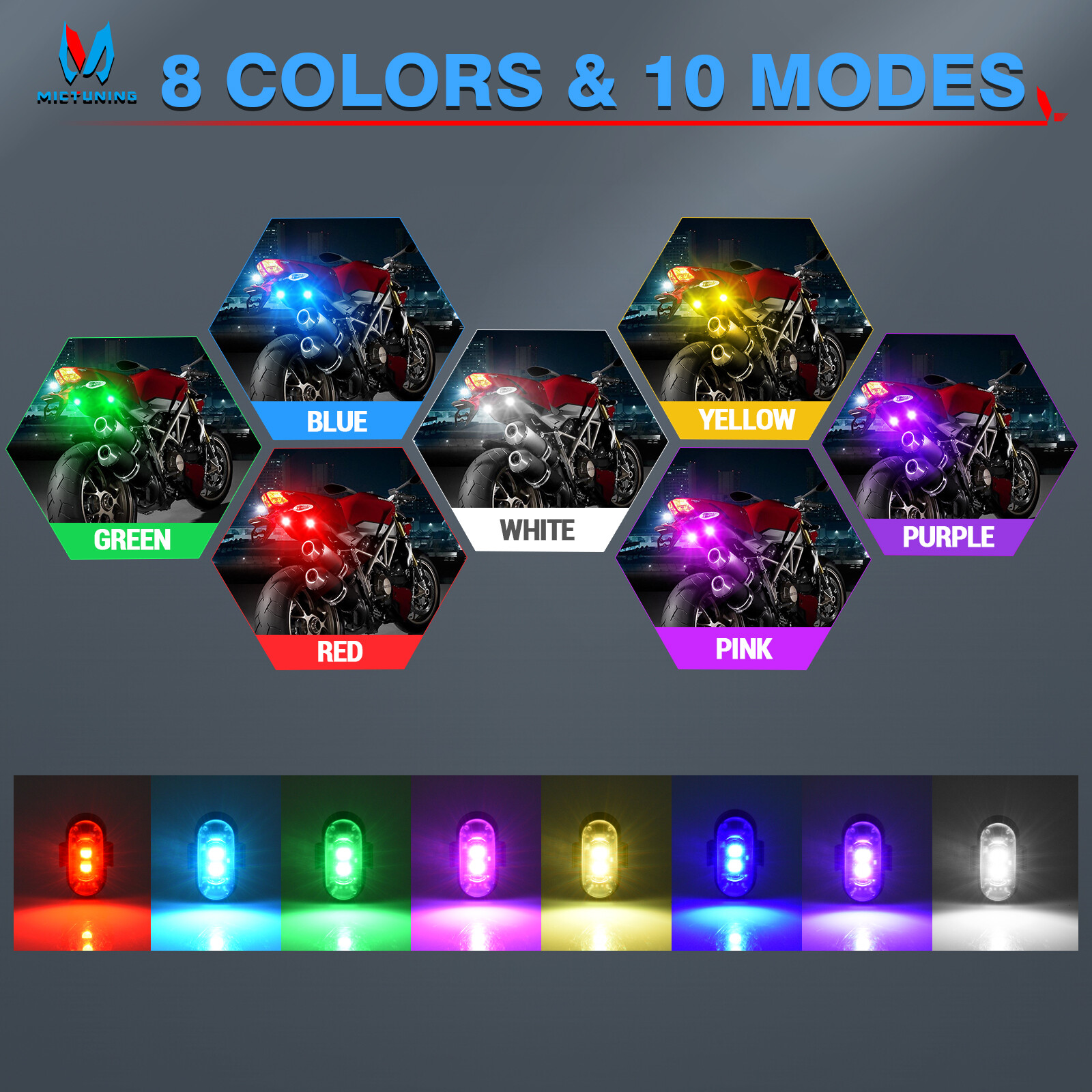 Wireless LED Strobe Lights, 12 Pcs USB Rechargeable Warning Lamp, Anti-Collision