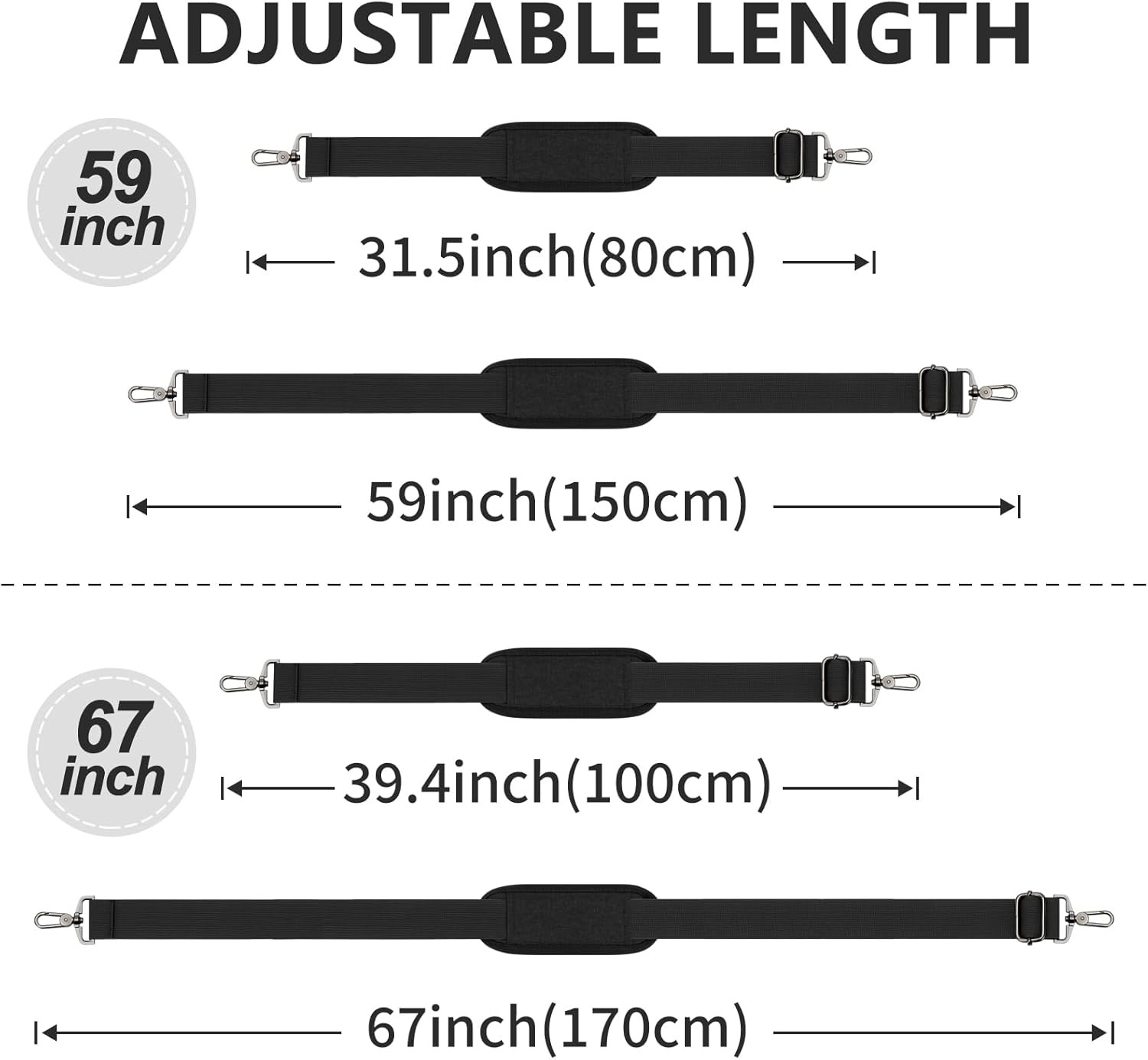 Adjustable Shoulder Strap Soft Padded Replacement Shoulder Strap with Hooks