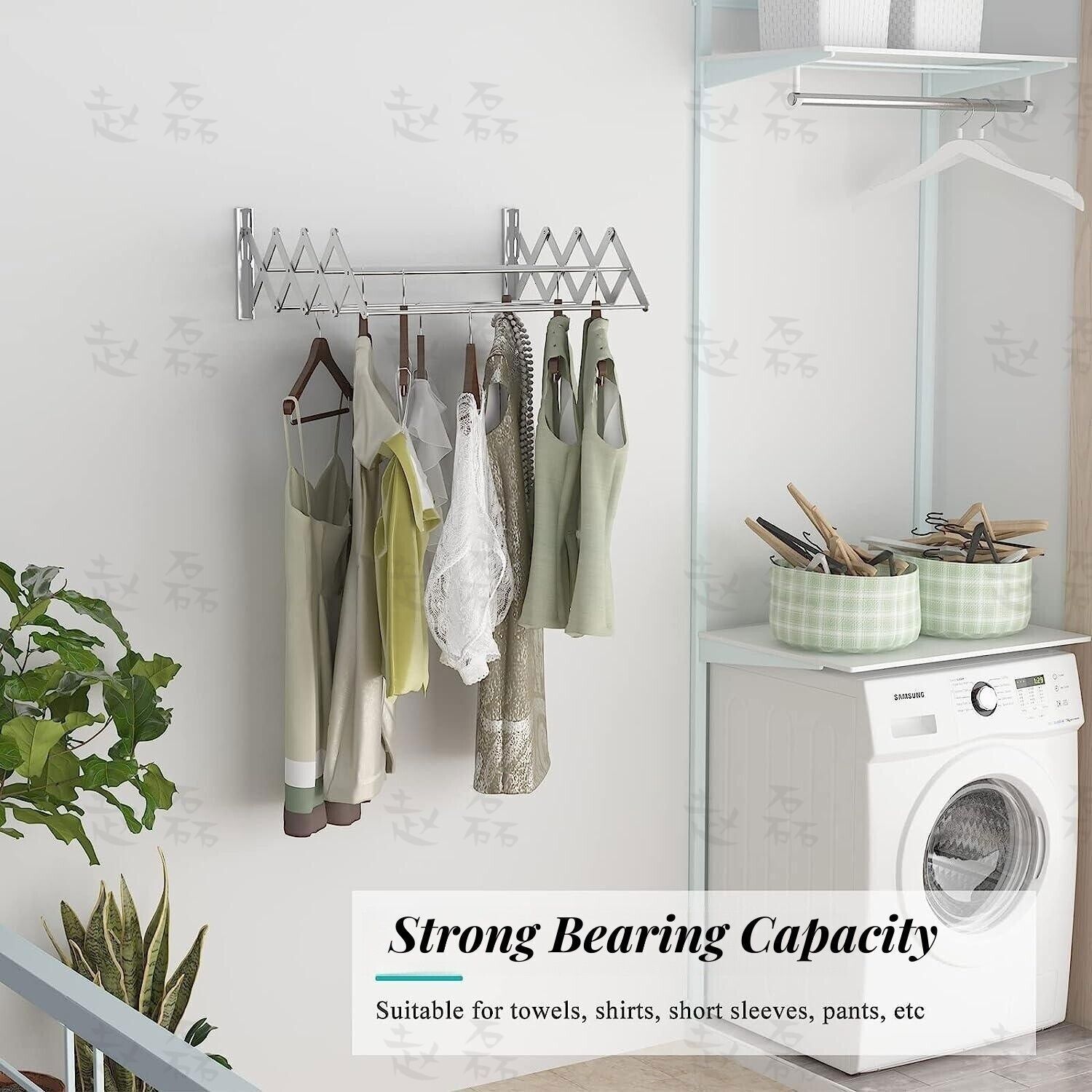 Wall Mounted Clothes Drying Rack Stainless Steel Retractable Laundry Drying Rack