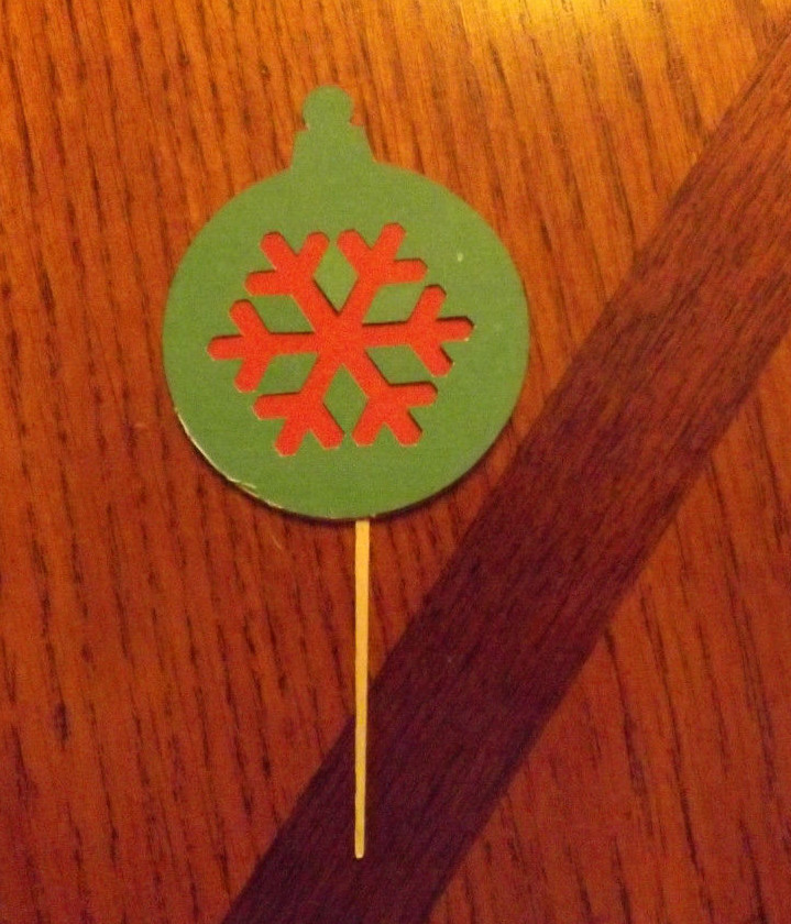 Lot of 12 Christmas Ornament Design 2 Cupcake Toppers! Select background color