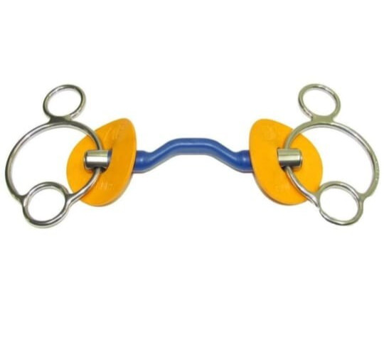Bombers Bits 2½ Ring Ported Horse Bit – Bomber Blue – Stainless Steel – 4.5"–6"