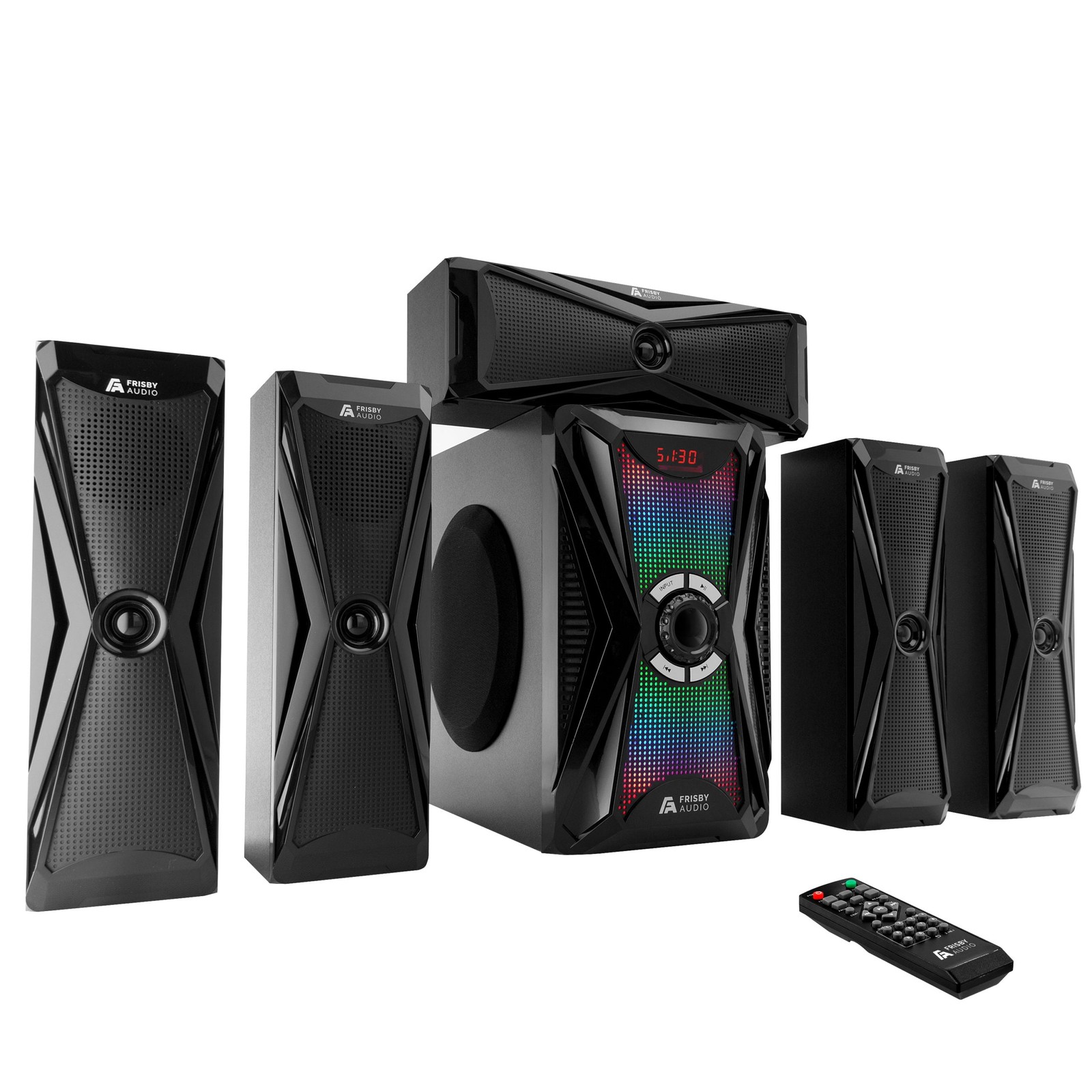 Frisby 125 Watt Home Theater 5.1 Surround Sound Speaker System with Subwoofer