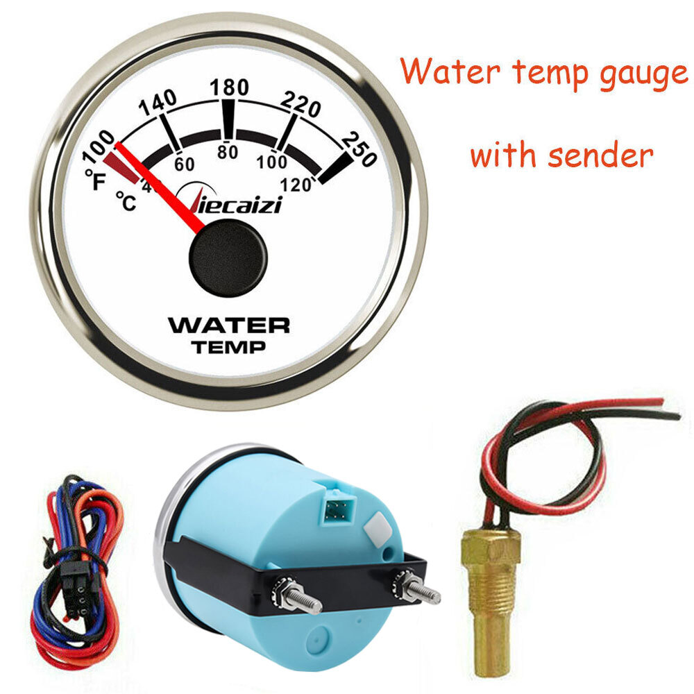 Jiecaizi 52mm/2" Water Temp Gauge with Sender for Car Boat 7 Color LED USA STOCK