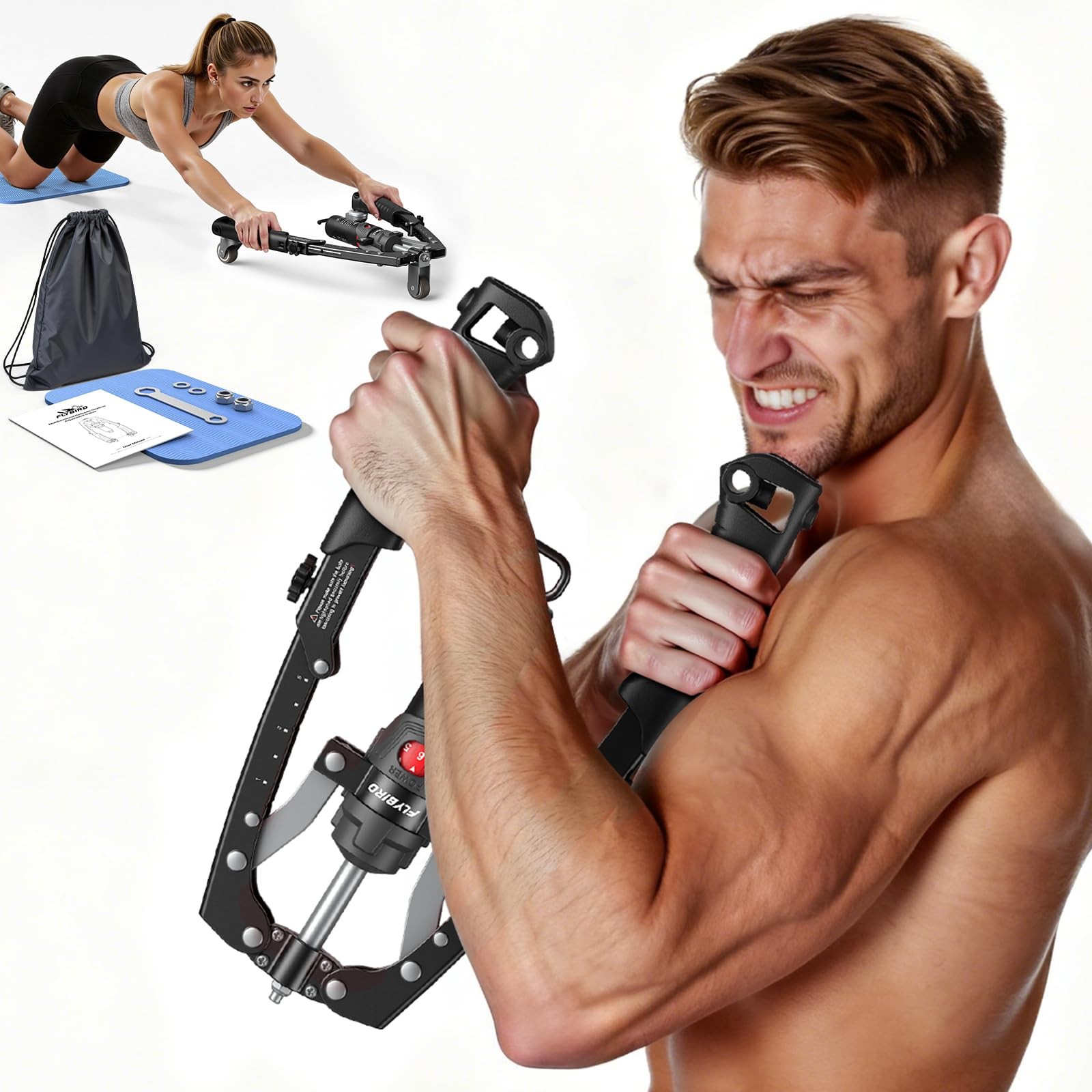 Ejercitador 3 En 1 Para Pecho Brazos Y Abdominales Con Rueda De Rodillo
