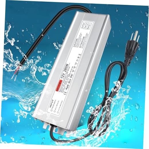 Power Supply, IP67 Waterproof LED Driver, AC 110-260V to DC 12V 23.3A 12V 280W