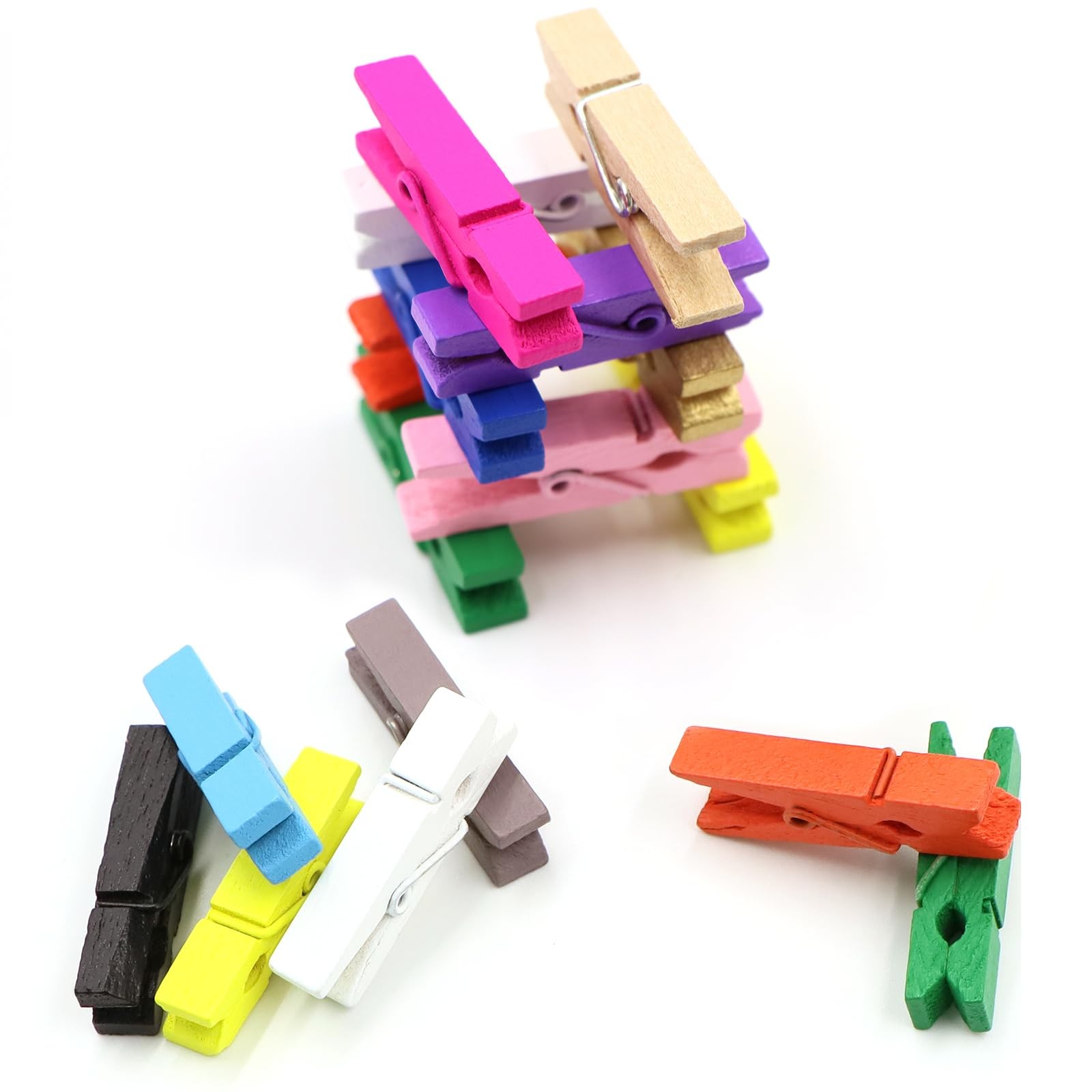 JABINCO (Pack of 128) Mini Wooden Colored clothespins,16 1.3 Inch,