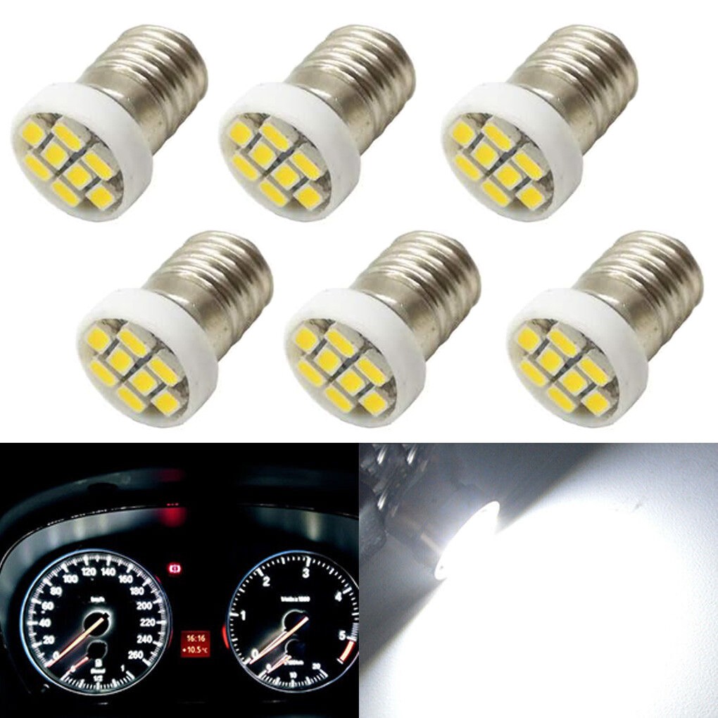 6Pcs White Screw LED Bulbs for MGA, MGB, Midget, T-Series 20 Instrument Bulb