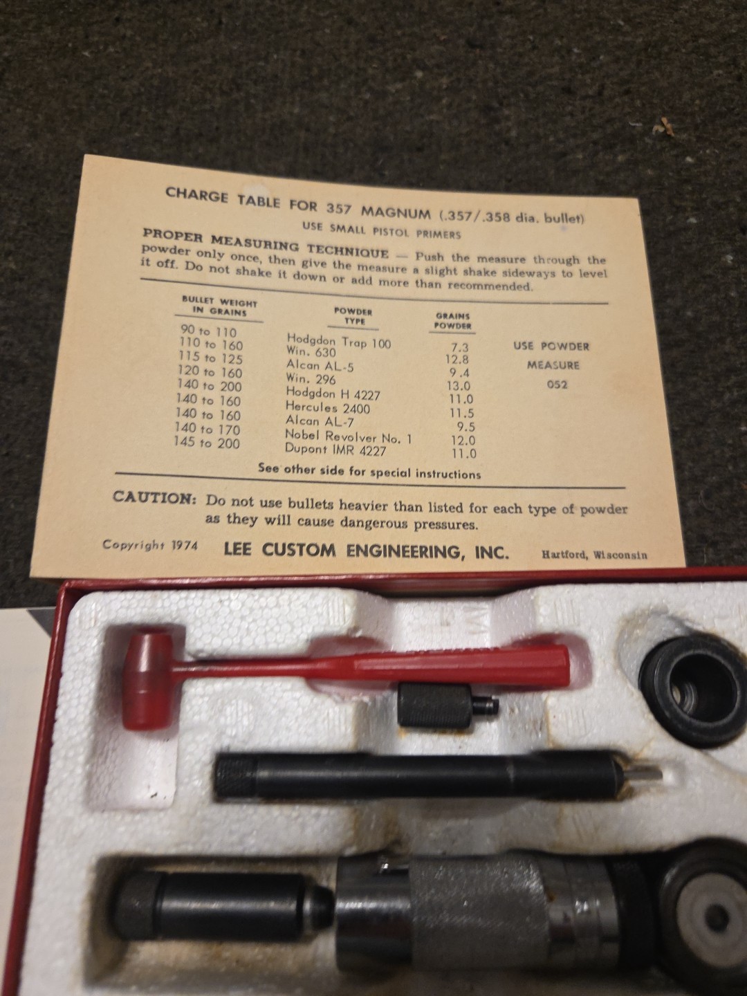 Vintage Lee Precision Lee Loader 357 Magnum Hand Reloading Press Kit