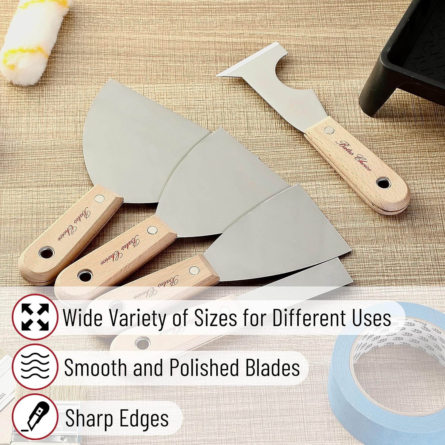 5 Pc Paint Scraper & Putty Knife Set – Wall Repair, Paint Removal, 5-in-1 Tool