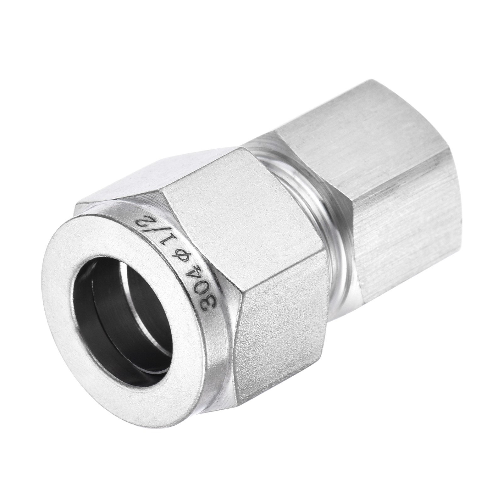 Compression Tube Fitting, 1/4NPT Female Thread x 1/2" Tube OD(Silver Tone)
