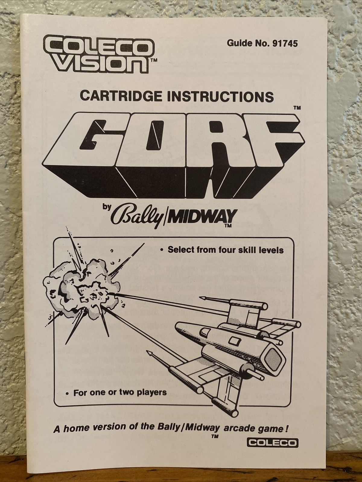 Coleco Vision Gorf Instruction Manual Only EXCELLENT CONDITION