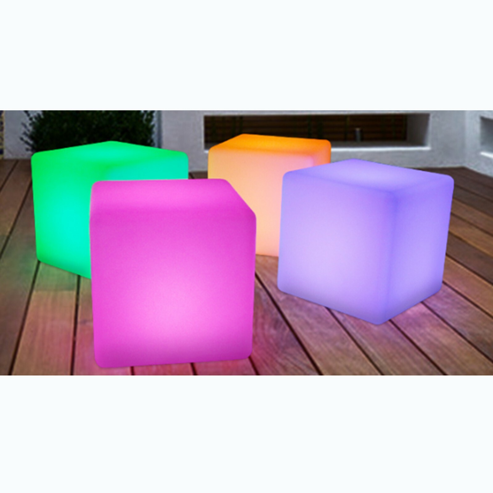17" inch RGB LED Cube Chair Lighting Seat 16 Colors Outdoor Patio Rechargeable
